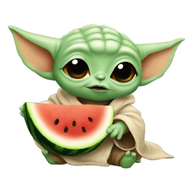 Baby yoda eating a watermelon  sticker