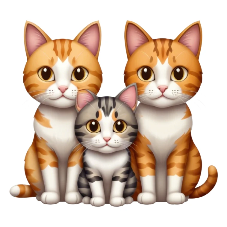 three cats consisting of 2 tabby cats and 1 calico cat  sticker