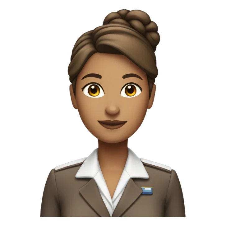 Tan brown skin flight attendant with brown hair in a bun sticker