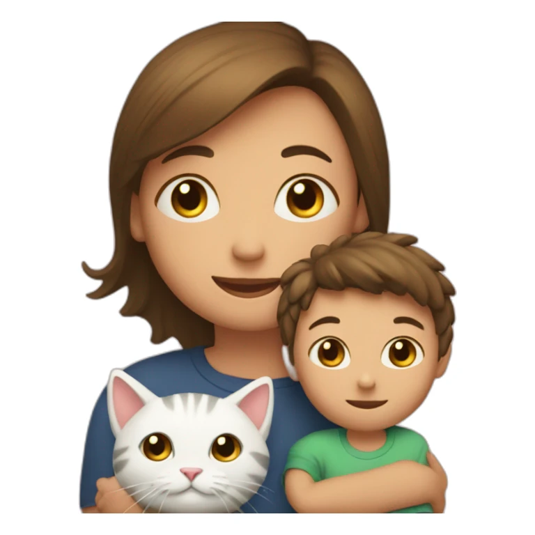 A little kid with his mom and a cat sticker