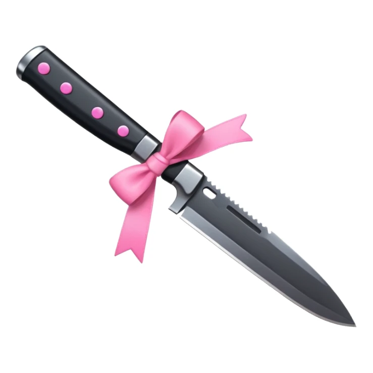 black knife with little pink bows around it sticker