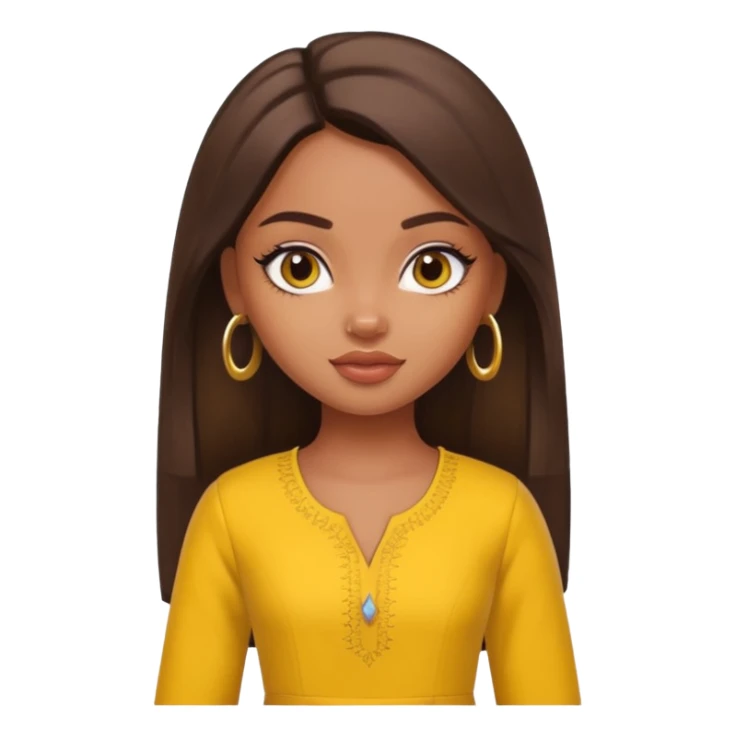 a pretty bratz dusky girl with yellow kurti on sticker