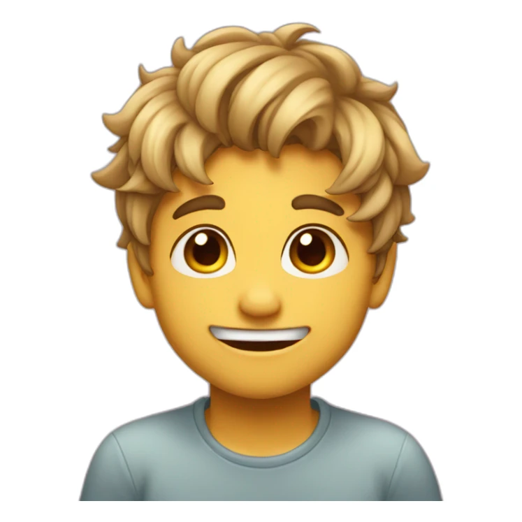 Boy with hair biting his lip and looking at you in love sticker