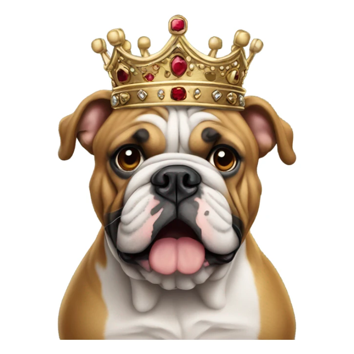 English bulldog with a crown sticker