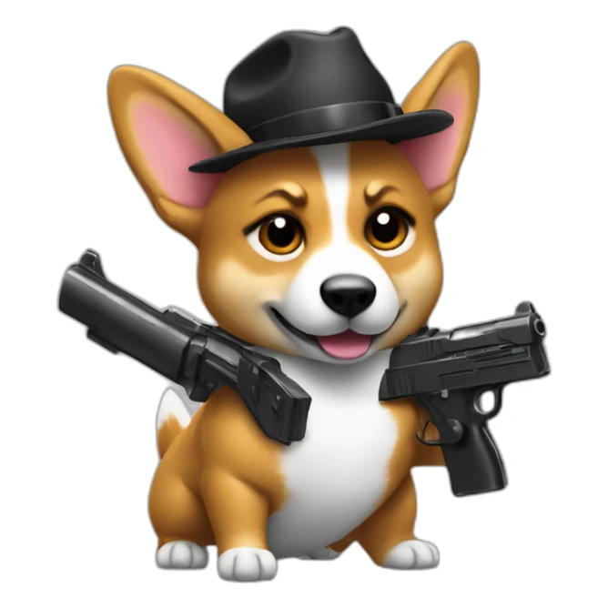 gangster corgy with a gun sticker