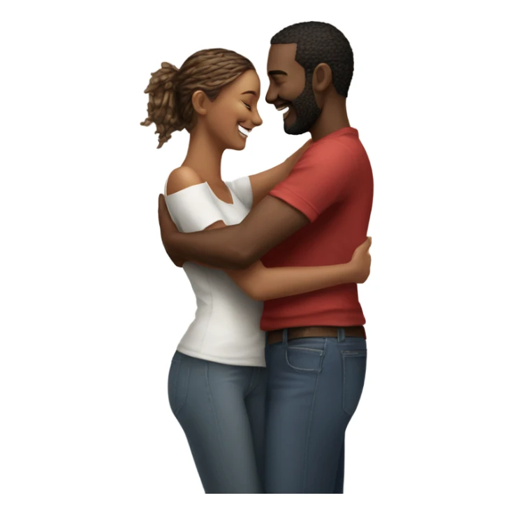 Hyper Realistic beautiful model couple hug with warm smiles sticker