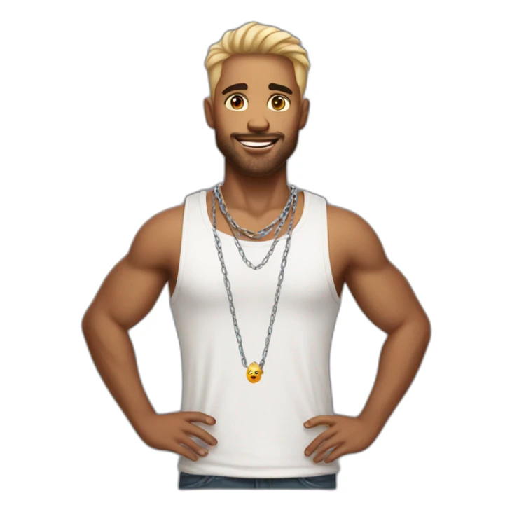guy wearing tanktop and chain necklace sticker