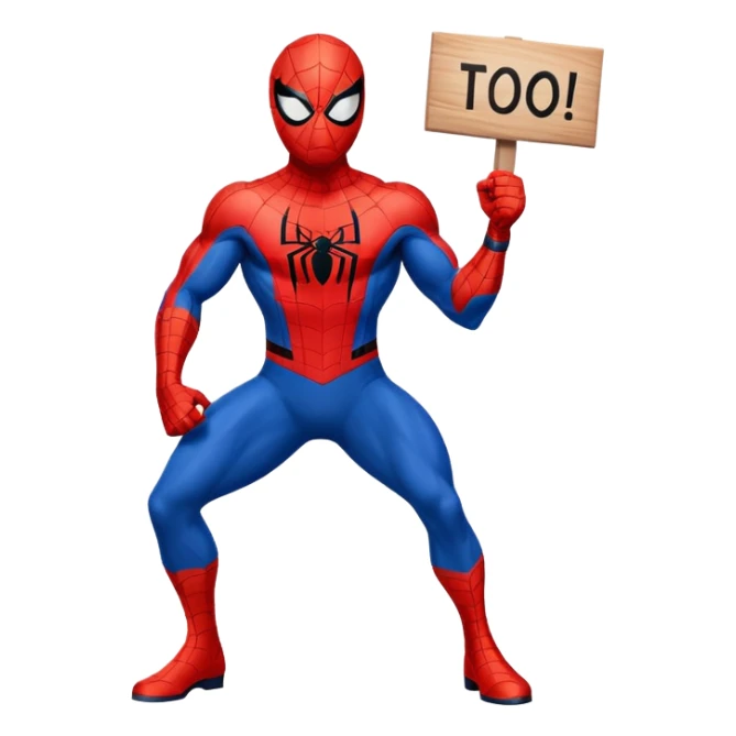 Spider-Man holding a sign that says too short sticker