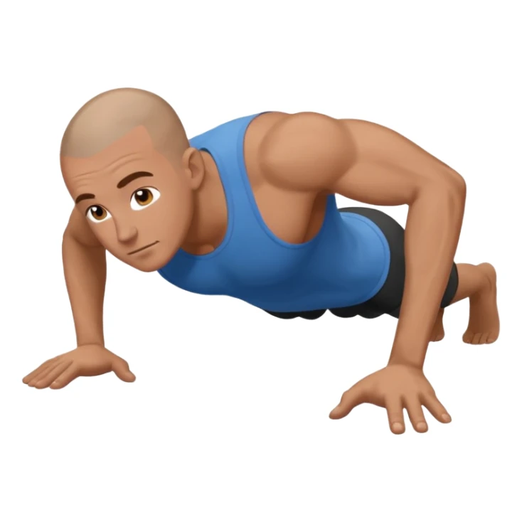 White man brown hair shaved headdoing pushups  sticker