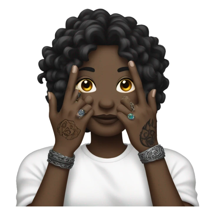 Black hand with tattoos and rings  sticker