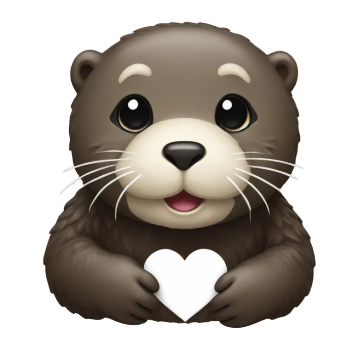 sea otter holding a white heart sticker