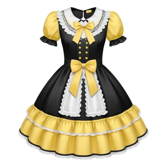Lolita dress, white and yellow sticker