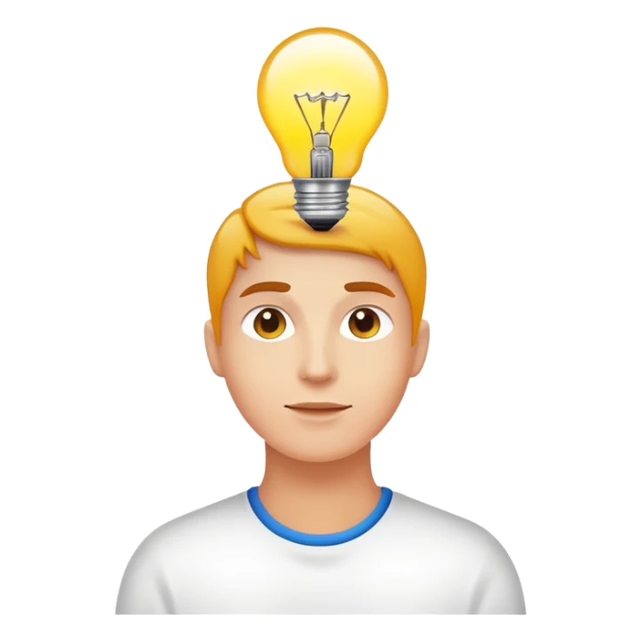 person with light bulb above head, healthy glowing person sticker