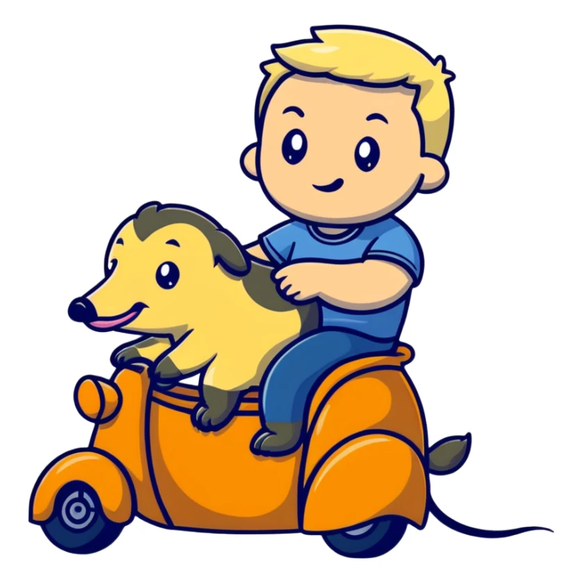 Blond man in casual clothes riding a anteater sticker