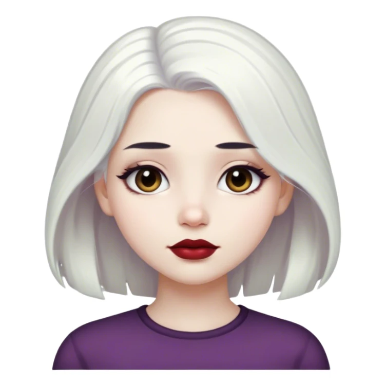 Girl with white hair pale skin dark eyes dark eyebrows plump lips  sticker