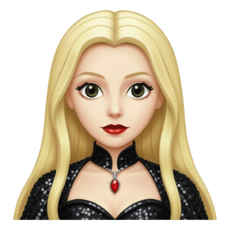 Countess Dracula with long blonde hair, black sequin outfit  sticker