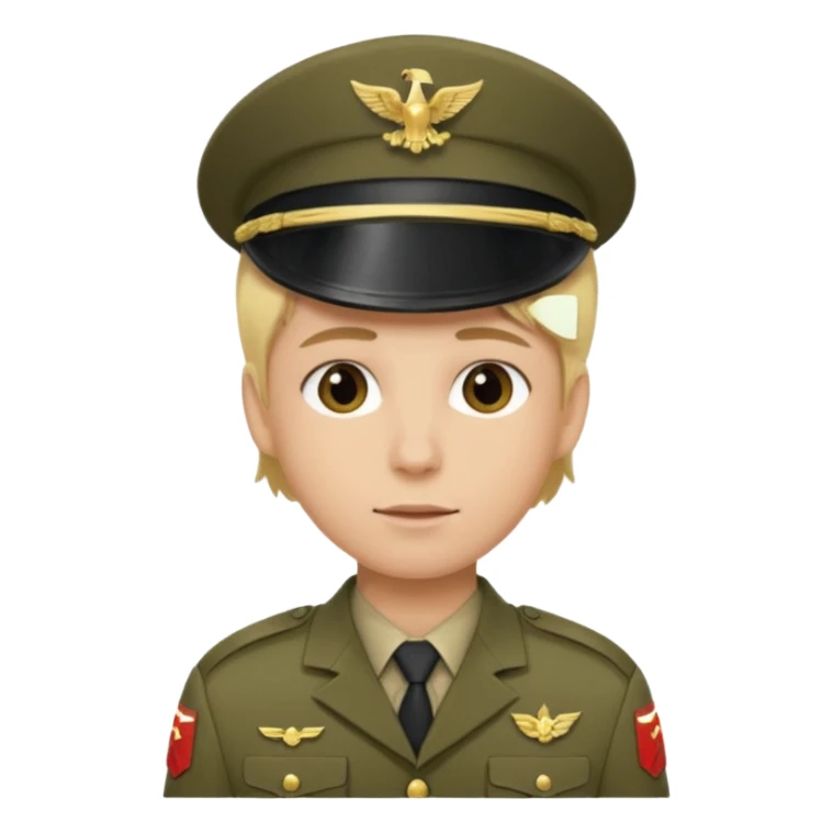 soldier with blonde hair no hats sticker