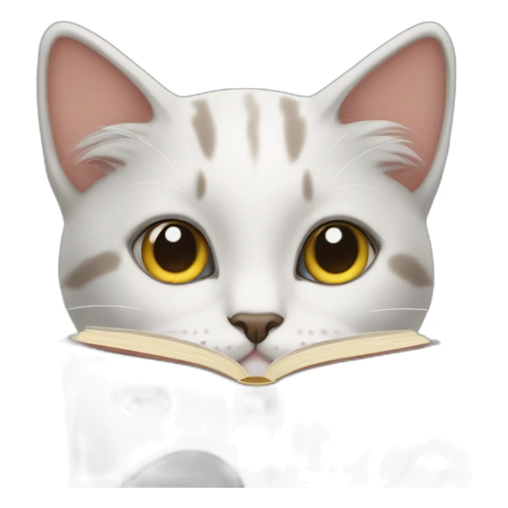 Cat which read book with photo ne on her eyes sticker