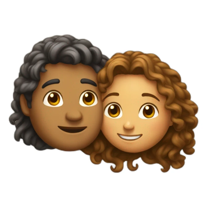 Hug between a polynesian guy and a long curly light brown hair woman sticker