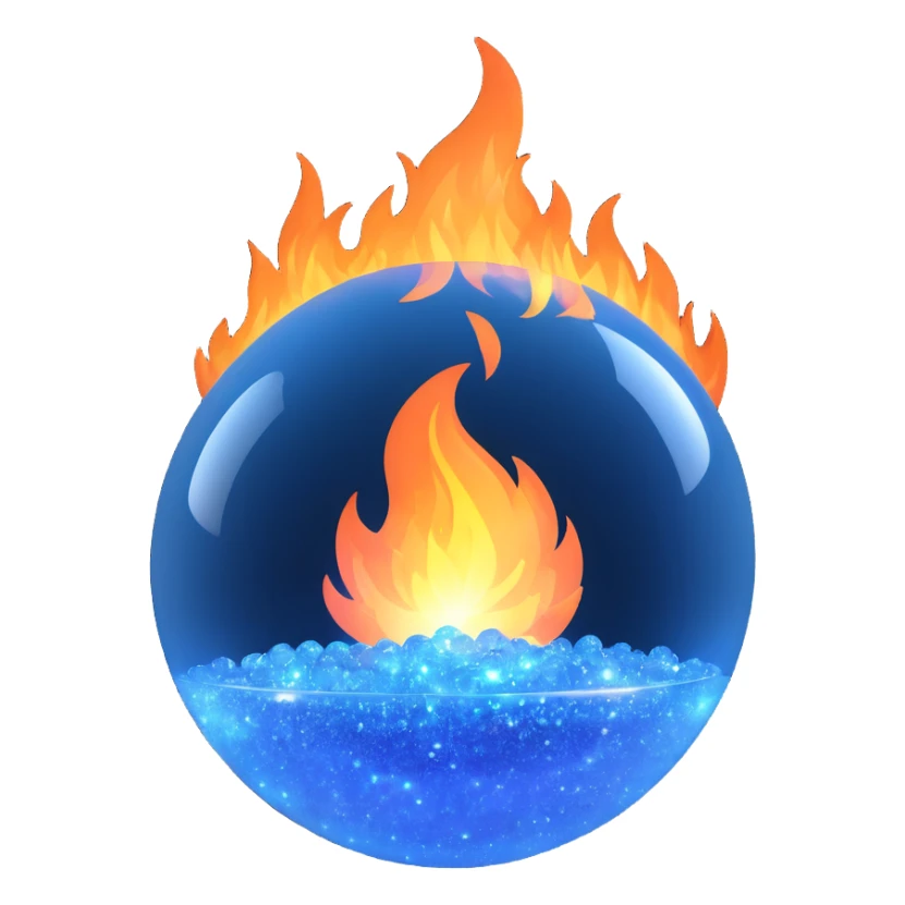 magic ball of blue sparkly fire, ethereal and bright, with twinkling particles sticker