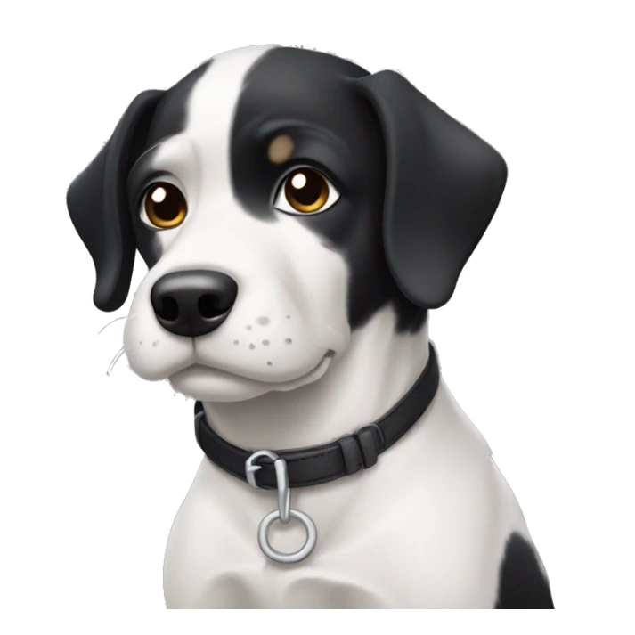 short haired black and white dog with short floppy ears sticker