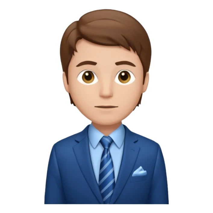 white man with brown hair in blue elegant suit sticker