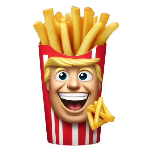 donald trump smiling eating mcdonalds fries sticker