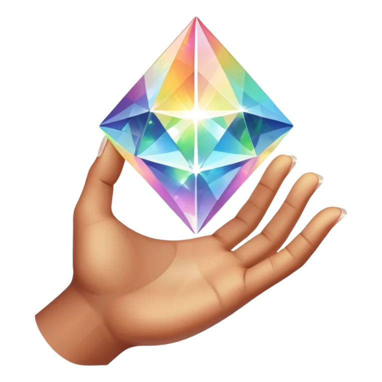 Create a stunning open hand with a prism in the middle of it sticker