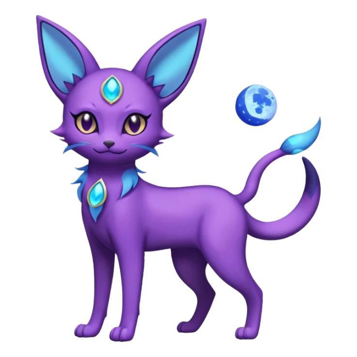 Magical Lunar Celestial Moon-powered Espeon-Umbreon-Purrloin-Delcatty-fusion (full body) sticker