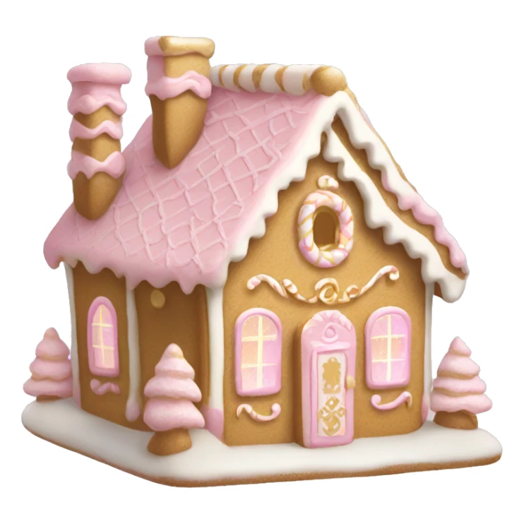 light pink and gold and white gingerbread house sticker