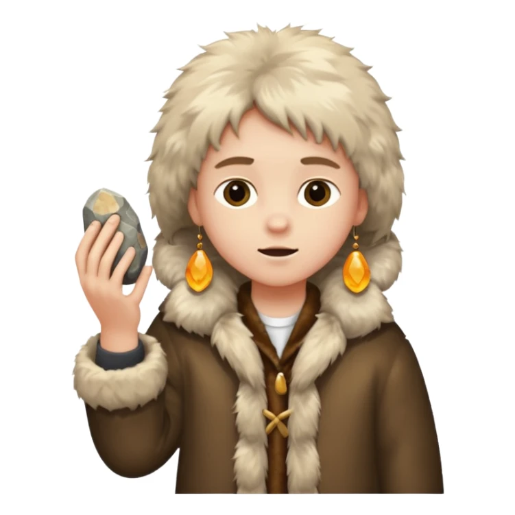 a kid wearing fur clothing, playing stone



















 sticker