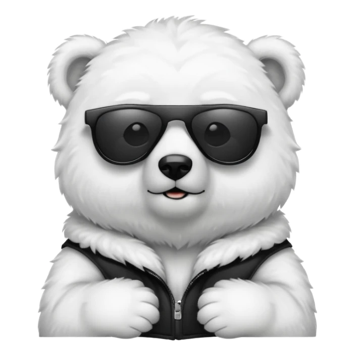 baby polar bear wear black sunglasses sticker