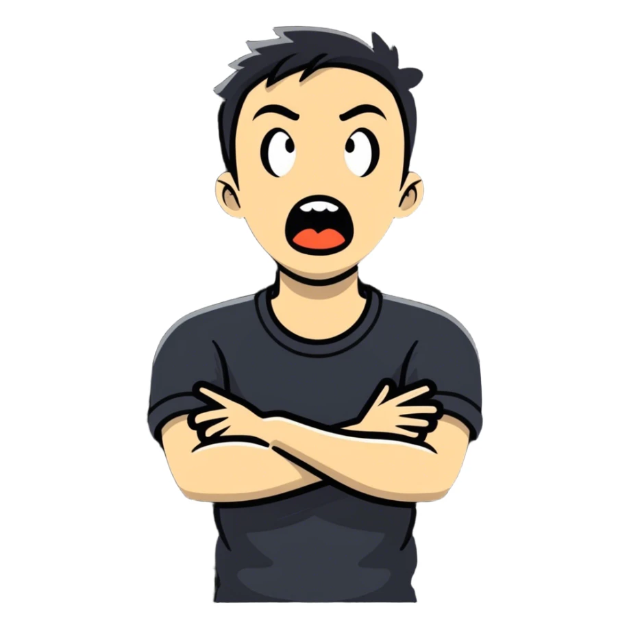 arms crossed holding neck screaming face sticker