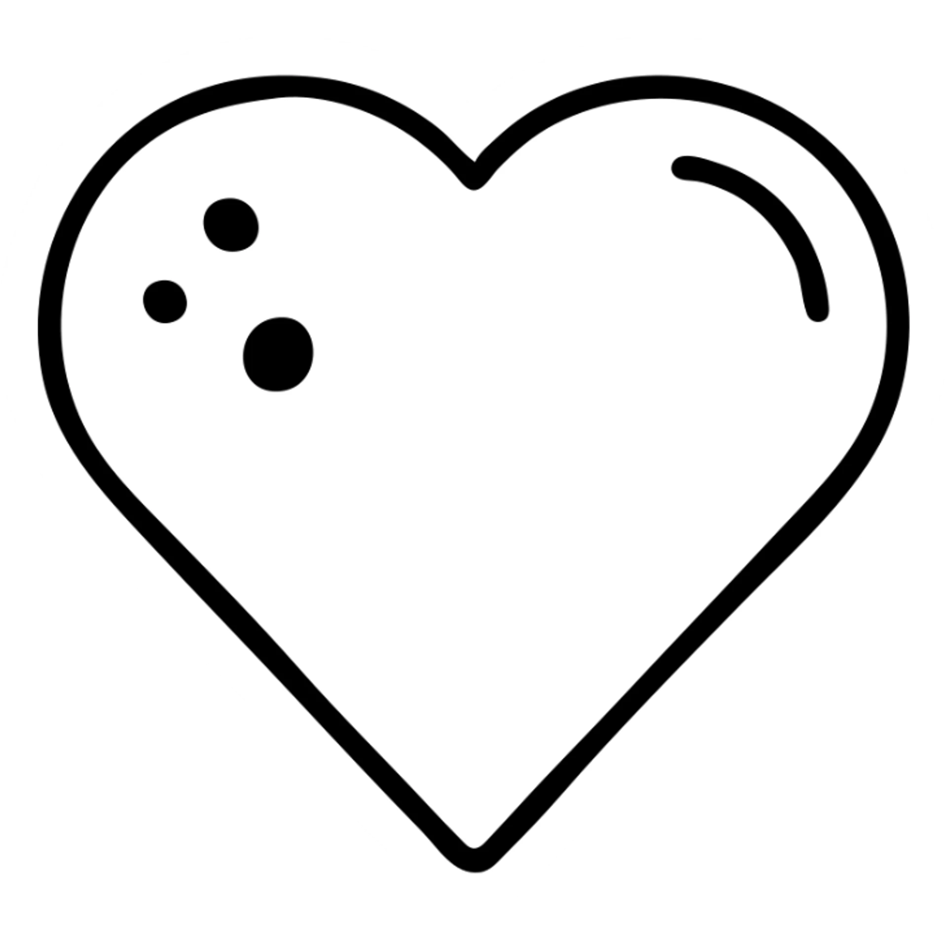 dark red heart with subtle black spots and soft shine, icon style sticker