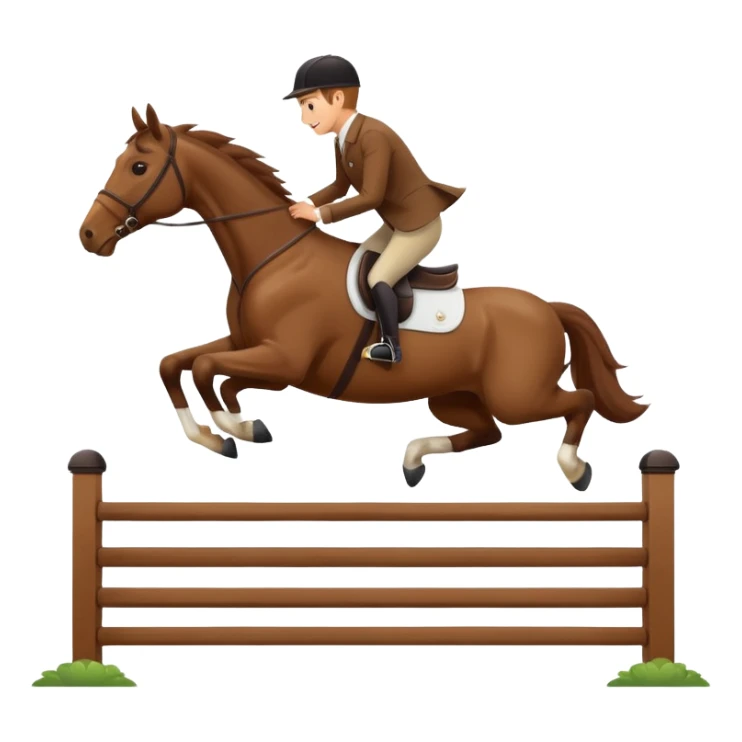 Hermès-style horse jumping, elegant, luxury, minimal, cute emoji style sticker