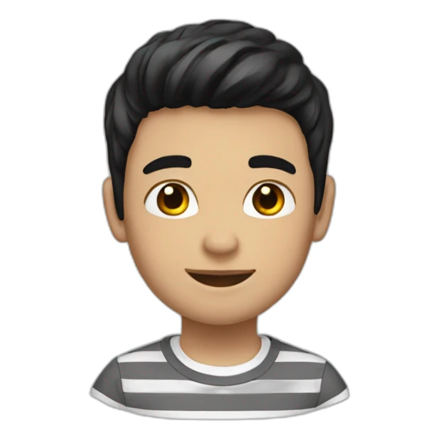 boy with brown jackte & white stripe shirt with medium black hair sticker