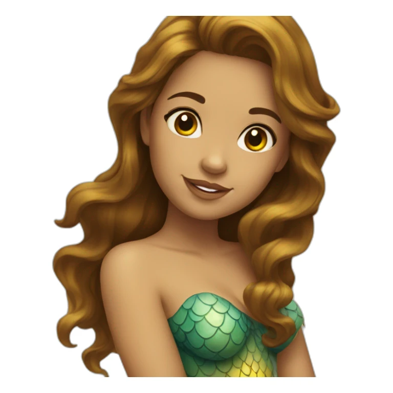 yellow tone mermaid with brown hair sticker