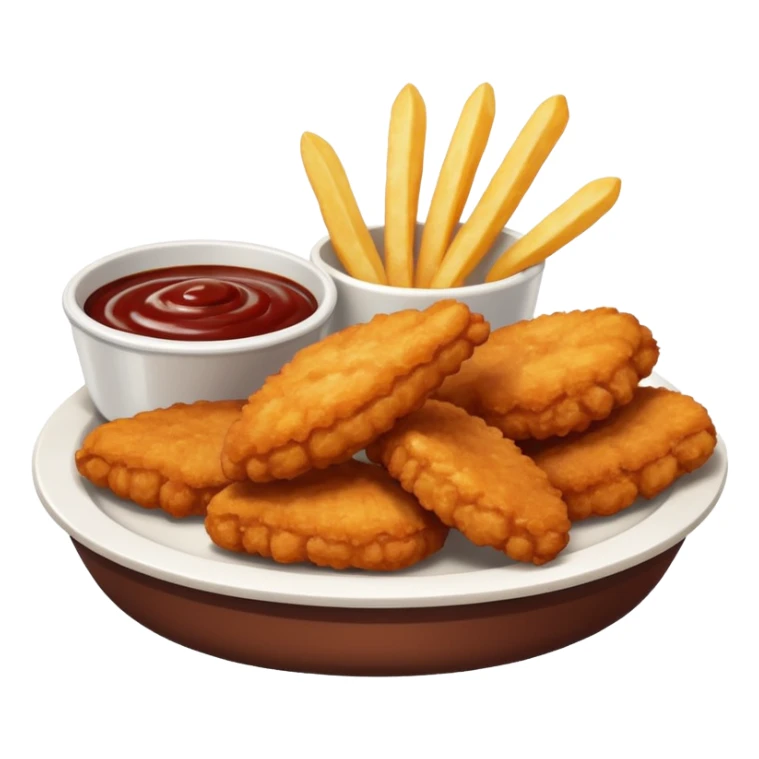 Chicken nuggets and fries with bbq sticker