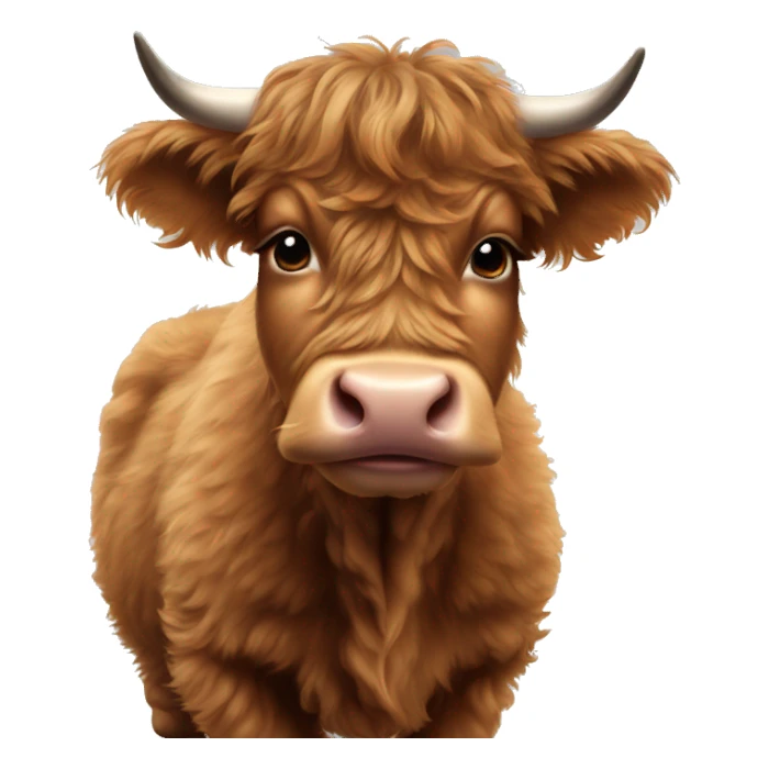 brown fluffy baby scottish cow with a small bow on head sticker