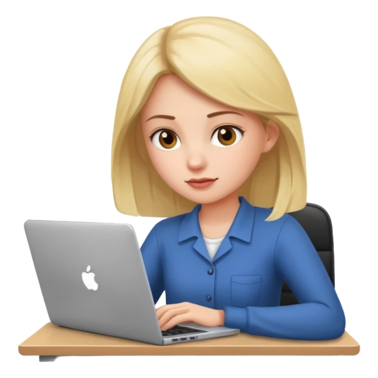 a girl with a laptop in the office sticker