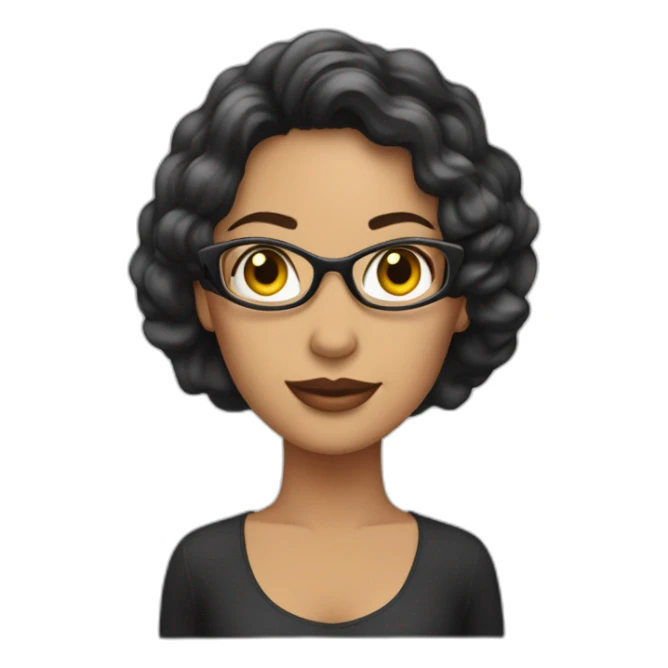 Mujer de cabello negro rulo frente al computador  sticker