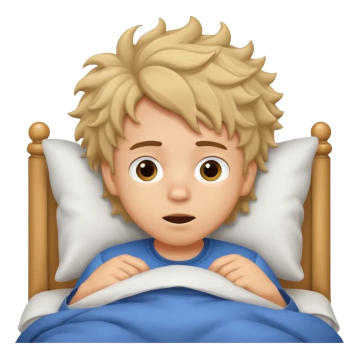 emoji- of a cute boy waking up in bed sticker