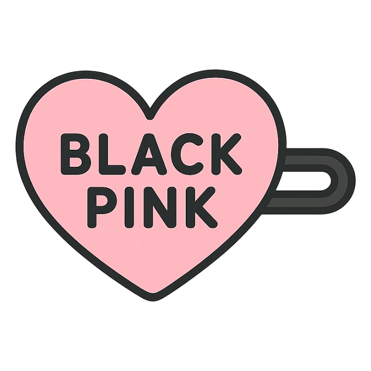 BLACKPINK-inspired wearable object, black and pink colors, cute and charming, could be a hair clip, ring, or bracelet sticker