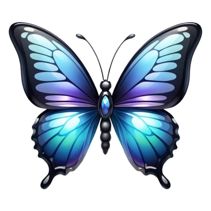 Glossy shiny iridescent transparent gradient Obsidian glass crystal butterfly sticker