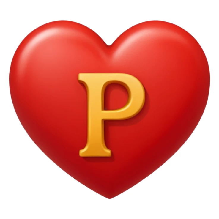 Una letra p dentro de un corazón rojo sticker