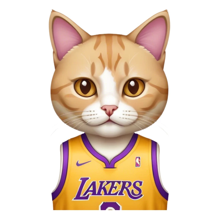 white brown Cat wearing a lakers lebron james jersey  sticker