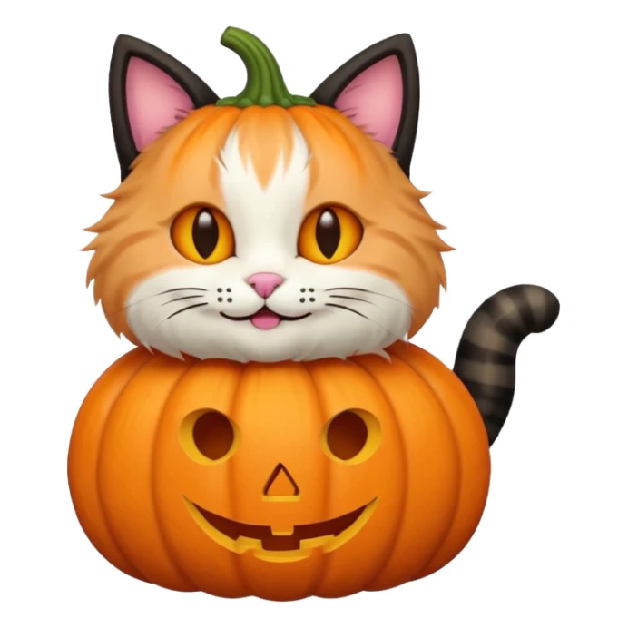 pastel halloween cat with pumpkin sticker