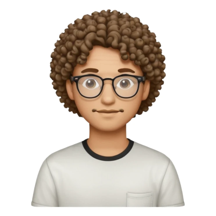 make a guy with curly hair and good glases with aesthetics sticker