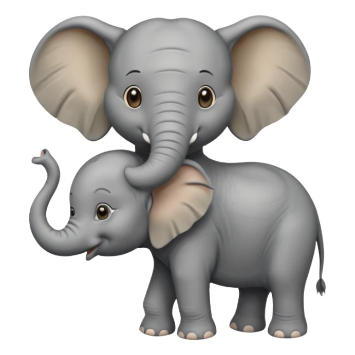 A elephant with a baby elephant sticker