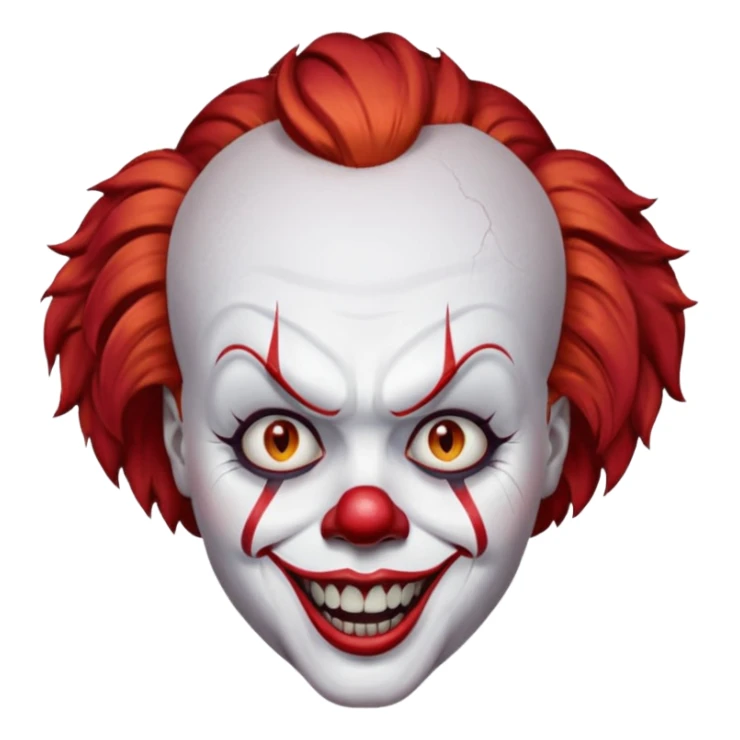 create a scary pennywise clown with cracks on his forehead sticker